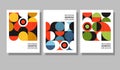 Retro geometric graphic design covers. Cool Bauhaus style compositions. Royalty Free Stock Photo