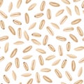 Whole grain oats seamless pattern on white background. Vector illustration of organic cereal food