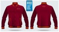 Varsity jacket mockup template design for soccer, football, baseball, basketball, sports team or university. Vector.