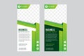 Green roll up business brochure flyer banner design vertical template vector, cover presentation abstract geometric background