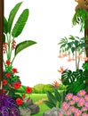 Cool Landscape View With Tropical Plants Cartoon