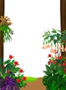 Cool Landscape With Tropical Plants Cartoon Set