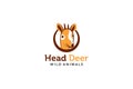 Set of simple concept. Head of young cute deer logo with circle vector design - Vector