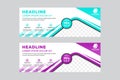 Set of Modern Colorful banner template. Blue and Purple Banner design. Horizontal advertising banner. triangle space for photo. Royalty Free Stock Photo