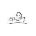 Animal care logo dog horse cat Royalty Free Stock Photo