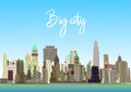 New York city architecture retro vector illustration, skyline city silhouette, skyscraper, flat design Royalty Free Stock Photo