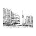 Alexanderplatz. Berlin, Germany. Vector outline illustration