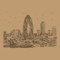 The City of London, England, UK. Vector outline illustration