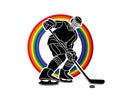 Ice hockey player action graphic Royalty Free Stock Photo