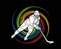 Ice hockey player action graphic Royalty Free Stock Photo