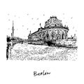 Bode museum. Berlin, Germany. Graphic illustration