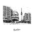 Alexanderplatz. Berlin, Germany. Graphic illustration