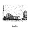 Alexanderplatz. Berlin, Germany. Graphic illustration