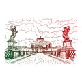 View of Castel. Rome, Italy. Graphic illustration