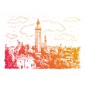 Minaret. Antalya, Turkey. Graphic illustration Royalty Free Stock Photo