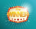 Winner Retro light sign frame, vintage banner Royalty Free Stock Photo