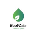 Eco water logo design vector template.water drop with leaf symbol. Royalty Free Stock Photo