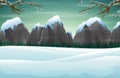 Winter scene with snow mountains rocks hills