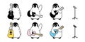 Penguin vector guitar icon logo musician bass ukulele cartoon character illustration symbol graphic doodle design Royalty Free Stock Photo