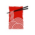 Noodle logo with abstract red rectangle Royalty Free Stock Photo