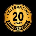 20 years celebrating anniversary design template. Twentieth anniversary logo. Vector and illustration.