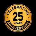 25 years celebrating anniversary design template. Twenty fifth anniversary logo. Vector and illustration. Royalty Free Stock Photo