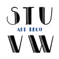 Art deco retro letters, alphabet. Hand drawn vector creative alphabet. Trend 2020 retro style