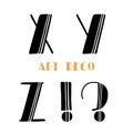 Art deco retro letters, alphabet. Hand drawn vector creative alphabet. Trend 2020 retro style