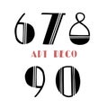 Art deco retro color numbers. Hand drawn vector creative numbers font set. Trend 1920 retro style