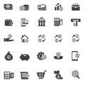 Set of money and banking related icons in glyph style Royalty Free Stock Photo