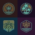 Set of Beach logo design icon isolated on dark background