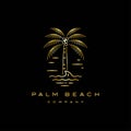 Golden palm tree illustration logo design template Royalty Free Stock Photo