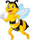 Cartoon happy bee giving thumbs up Royalty Free Stock Photo