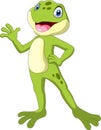 A cute cartoon frog waving