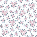 Seamless ditsy floral pattern in vector. Small pink flowers on a white background. Royalty Free Stock Photo