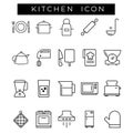 Set of Kitchen Related Line Icons.