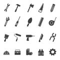 Set of engineering tools icons in simple glyph style Royalty Free Stock Photo