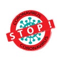 Icon with Grunge Coronavirus Stamp.