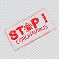 Red vector distress seal stamp with Stop Coronavirus text.