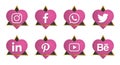 Special Social Media Icon for Valentines Day with with Gold Triangle Border Behind the Heard and 3D Look Style