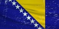 Grunge Bosnia flag. Herzegovina flag with waving grunge texture.