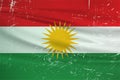 Grunge Kurdistan flag. Kurdistan flag with waving grunge texture.