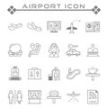 Set of Airport Related Vector Line Icons.