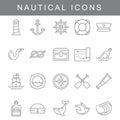 Set of Nautical Related Vector Line Icons. Royalty Free Stock Photo