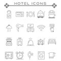 Set of Hotel Related Vector Line Icons.