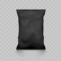 Black Empty Plastic Snack Bag Mockup