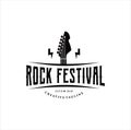 Guitar logo Design Vector Stock Illustration .Rock music festival logo