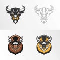 Design or logo of a buffalo head that looks fierce