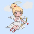 Cute little girl cupid with bow and arrow Royalty Free Stock Photo