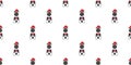 Cartoon doberman dog with santa claus christmas hat seamless pattern background